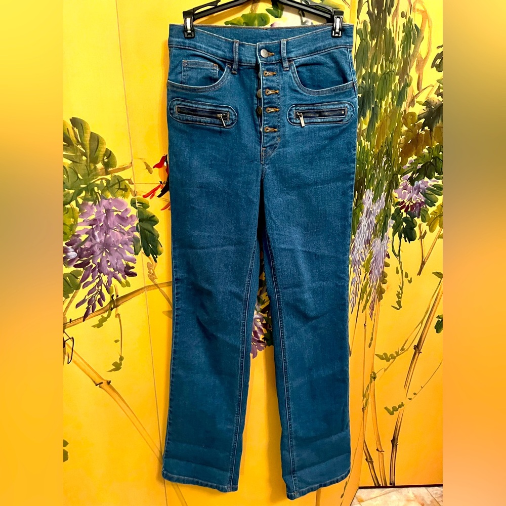 Venus button fly jeans, bootcut, sized 8, 32 inseam